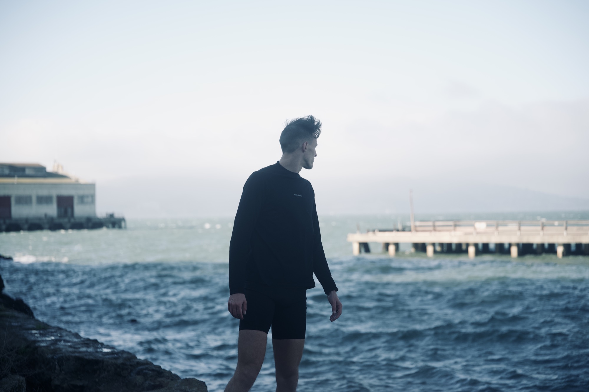 A runner at the Marina, before the wind